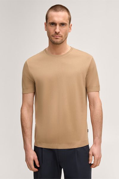 Maanel Baumwoll-T-Shirt Floro in Camel Klassischer Rundhalsausschnitt