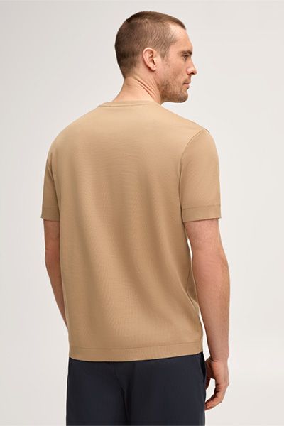 Maanel Baumwoll-T-Shirt Floro in Camel Klassischer Rundhalsausschnitt