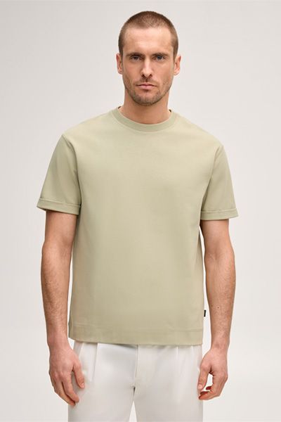 Baumwollmix-T-Shirt Sivo in Olivgrün, moderner, entspannter Schnitt
