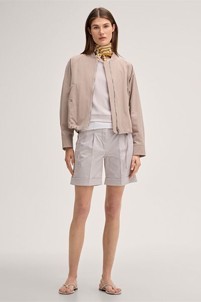 Marc Cain Gabardine Blouson Jacke mit Reißverschluss in Taupe