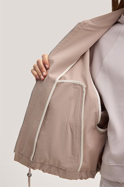 Marc Cain Gabardine Blouson Jacke mit Reißverschluss in Taupe