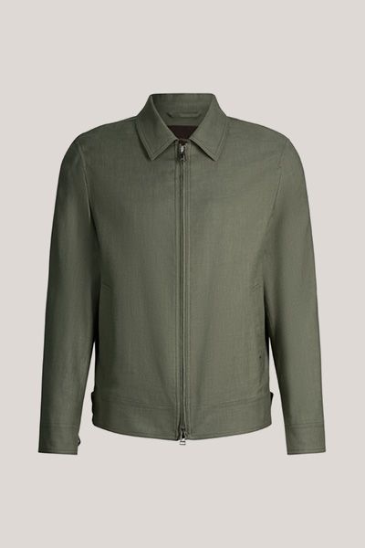 Windsor Teo Blousonjacke aus Leinenmischung mit Hemdkragen Oliv