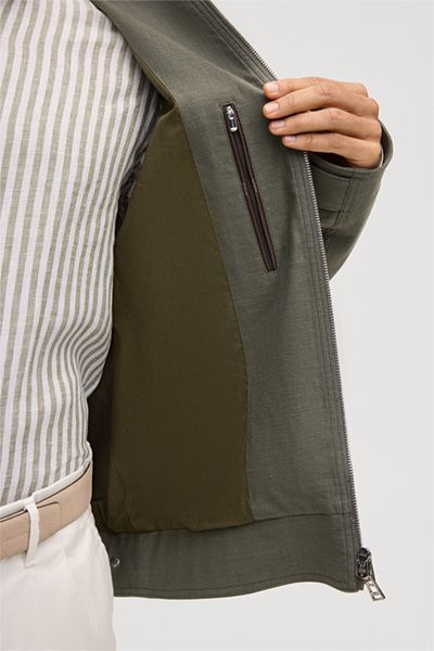 Windsor Teo Blousonjacke aus Leinenmischung mit Hemdkragen Oliv