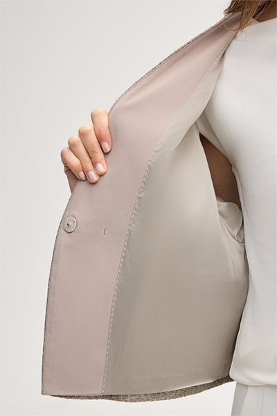 Goldener Blazer-Cardigan Baumwollmischung Schalkragen Cropped Jacke