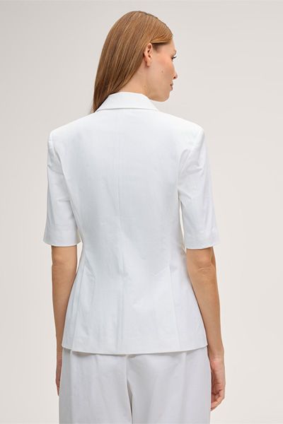 Stretch Baumwoll-Gabardine Kurzarm-Blazer in Weiß