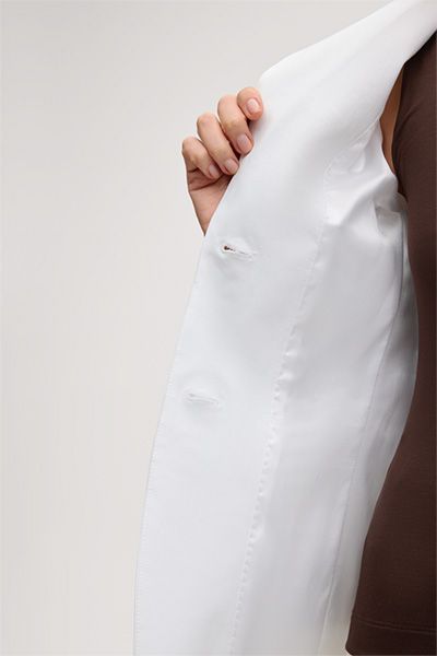 Stretch Baumwoll-Gabardine Kurzarm-Blazer in Weiß