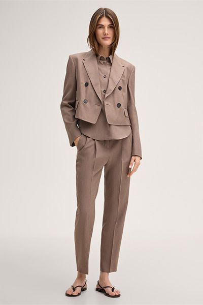 Ungewöhnliches ärmelloses Lyocell-Hemdtop in Taupe Braun