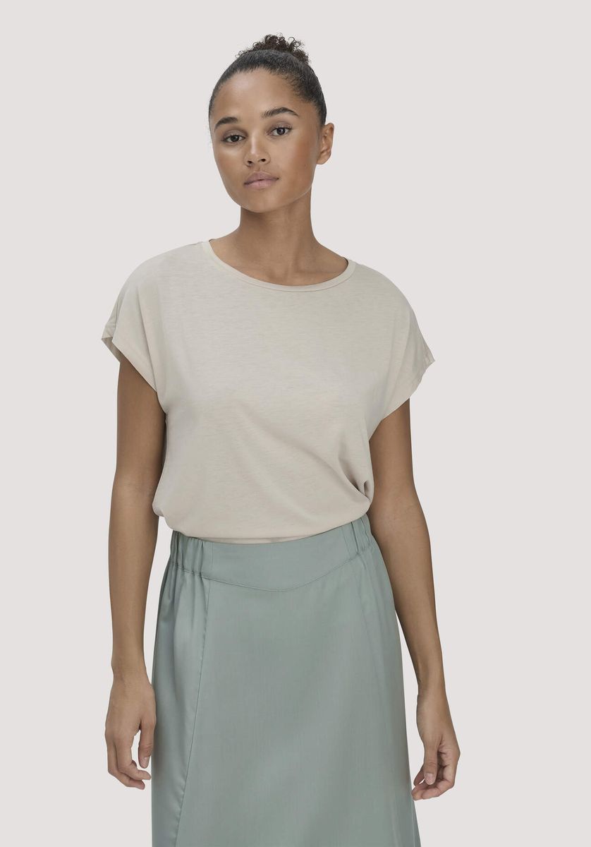 hessnatur Damen T-Shirt Oversize aus TENCEL™ Lyocell mit Bio-Baumwolle - beige - Größe L