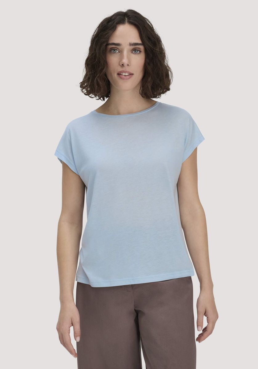 hessnatur Damen T-Shirt Oversize aus TENCEL™ Lyocell mit Bio-Baumwolle - blau - Größe L
