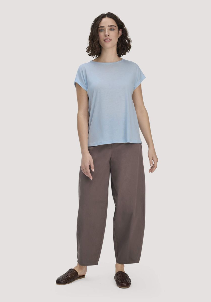 hessnatur Damen T-Shirt Oversize aus TENCEL™ Lyocell mit Bio-Baumwolle - blau - Größe L