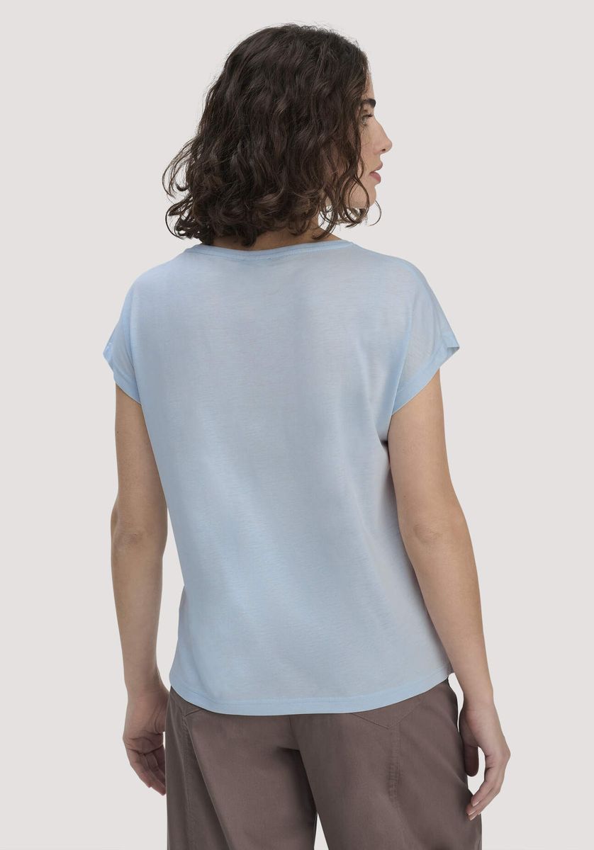 hessnatur Damen T-Shirt Oversize aus TENCEL™ Lyocell mit Bio-Baumwolle - blau - Größe L