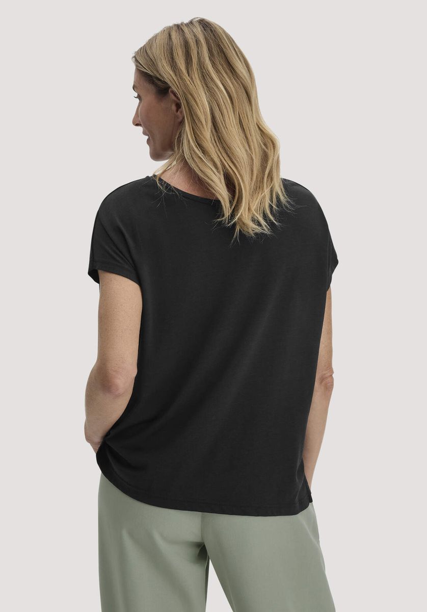 hessnatur Damen T-Shirt Oversize aus TENCEL™ Lyocell mit Bio-Baumwolle - schwarz - Größe L
