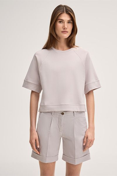 windsor. Kurzarm-Sweatshirt aus Baumwollmischung in Beige mit Raglanärmeln