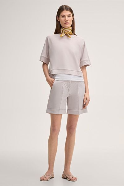 windsor. Kurzarm-Sweatshirt aus Baumwollmischung in Beige mit Raglanärmeln