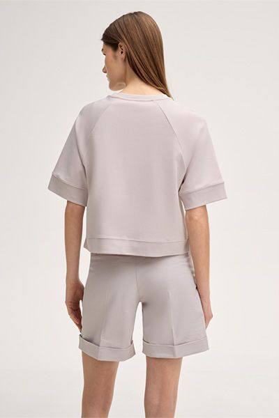 windsor. Kurzarm-Sweatshirt aus Baumwollmischung in Beige mit Raglanärmeln