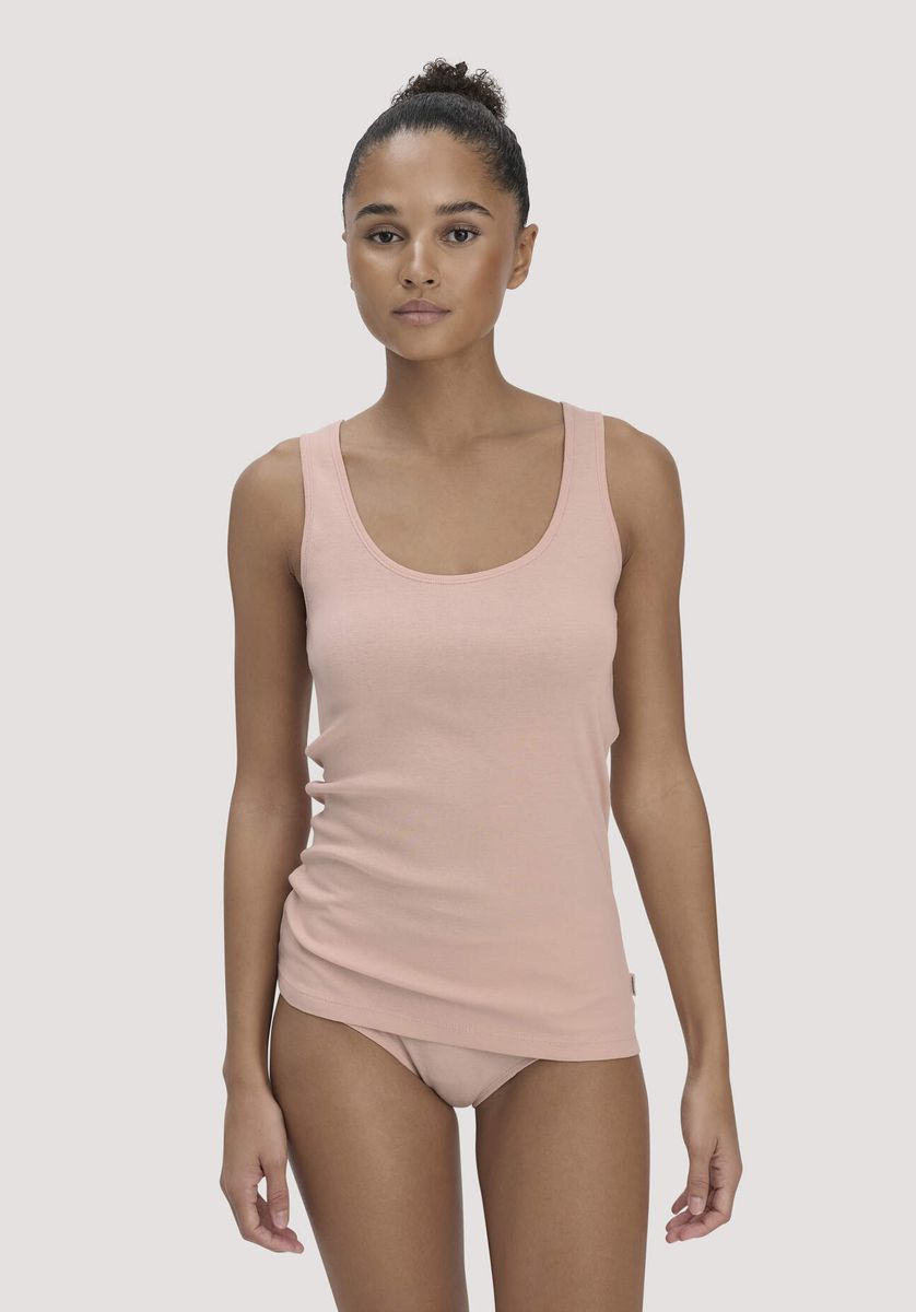 hessnatur Damen Rundhals Tanktop im 2-Pack PURE COTTON aus Bio-Baumwolle - rosa - Größe 34