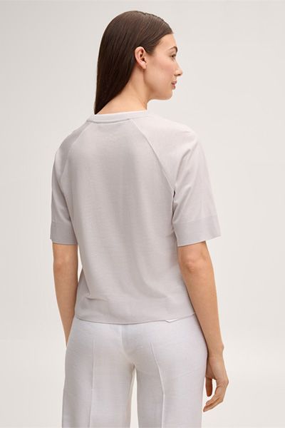 Lyocell-Baumwoll Beige T-Shirt mit Raglanärmeln und Rippbündchen