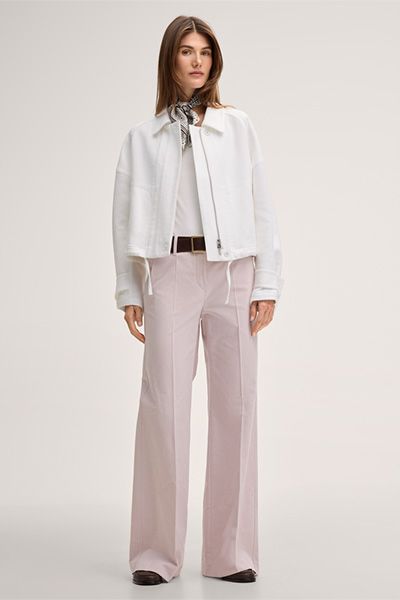 Marc Cain Crêpe-Double-Weave-Blouson-Jacke aus Baumwolle in Weiß