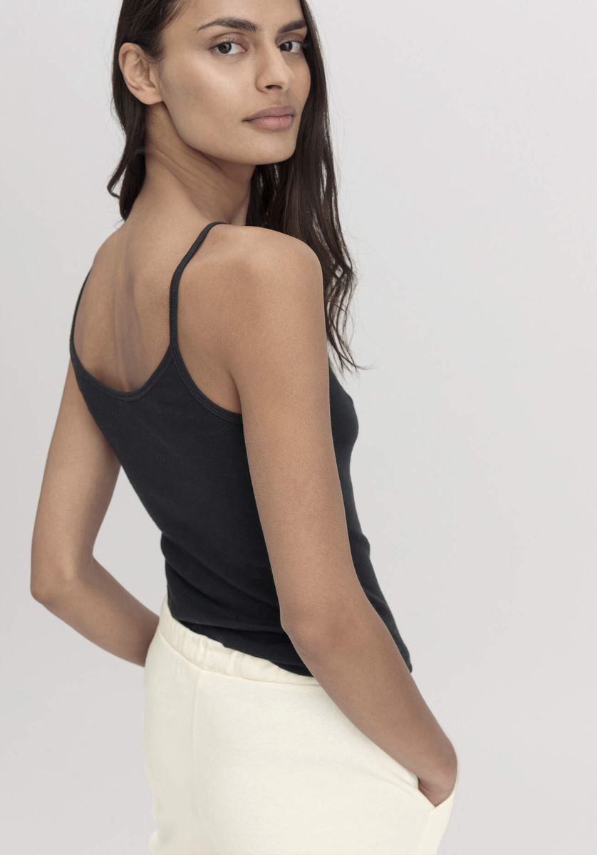 Geripptes Spaghetti-Top aus Bio-Baumwolle