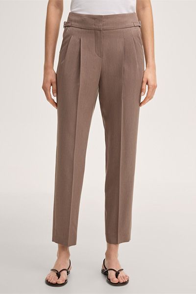 Marc Cain Cropped Bundfaltenhose aus Taupefarbenem Lyocell-Mix