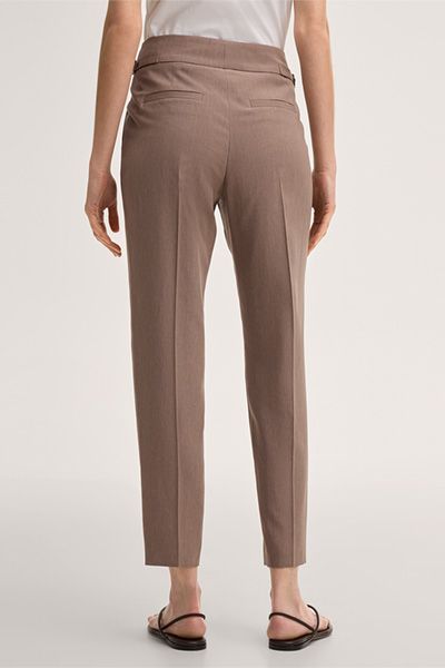 Marc Cain Cropped Bundfaltenhose aus Taupefarbenem Lyocell-Mix