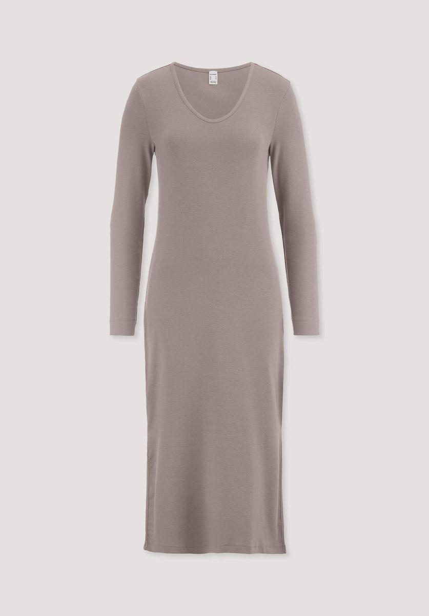 hessnatur Damen Nachthemd SOFT RIB aus Bio-Baumwolle - beige - Größe 34