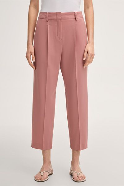 Annshe Woll Cropped Bundfaltenhose im Jogger-Stil in Rosa