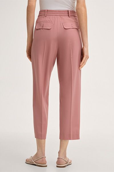 Annshe Woll Cropped Bundfaltenhose im Jogger-Stil in Rosa