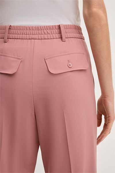 Annshe Woll Cropped Bundfaltenhose im Jogger-Stil in Rosa