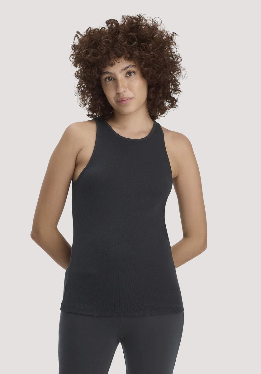 hessnatur Damen High-Neck Ribtop SOFT RIB aus Bio-Baumwolle - schwarz - Größe 34