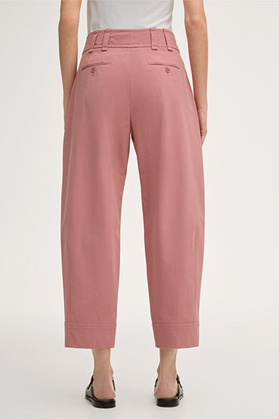 Baumwollstretch-Gabardine-Ballonhose mit Bundfalte in Rosa
