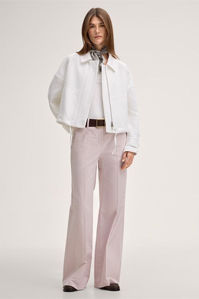 Marc Cain Baumwoll-Palazzo-Hose in Rosé mit weitem Bein