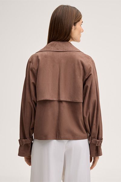 APOLLO Lammvelours Trench Lederjacke in Braun, Kurz