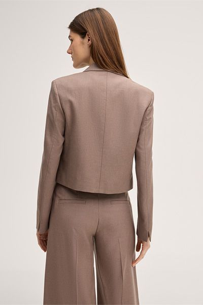 Lyocell-Doppelreiher-Spencer-Blazer in Braun