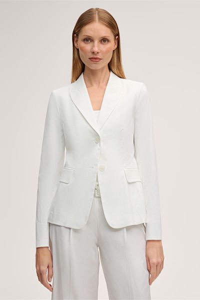 Windsor Baumwollstretch-Blazer in Ecru mit Zweiknopfverschluss