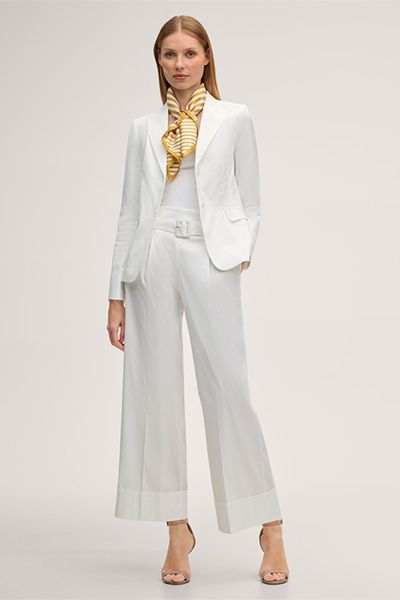 Windsor Baumwollstretch-Blazer in Ecru mit Zweiknopfverschluss