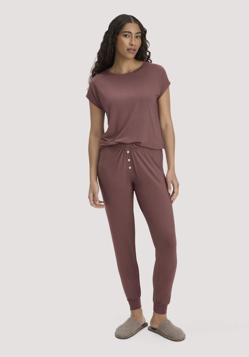 hessnatur Damen Schlafhose PURE FLOW aus TENCEL™ Modal - braun - Größe 34