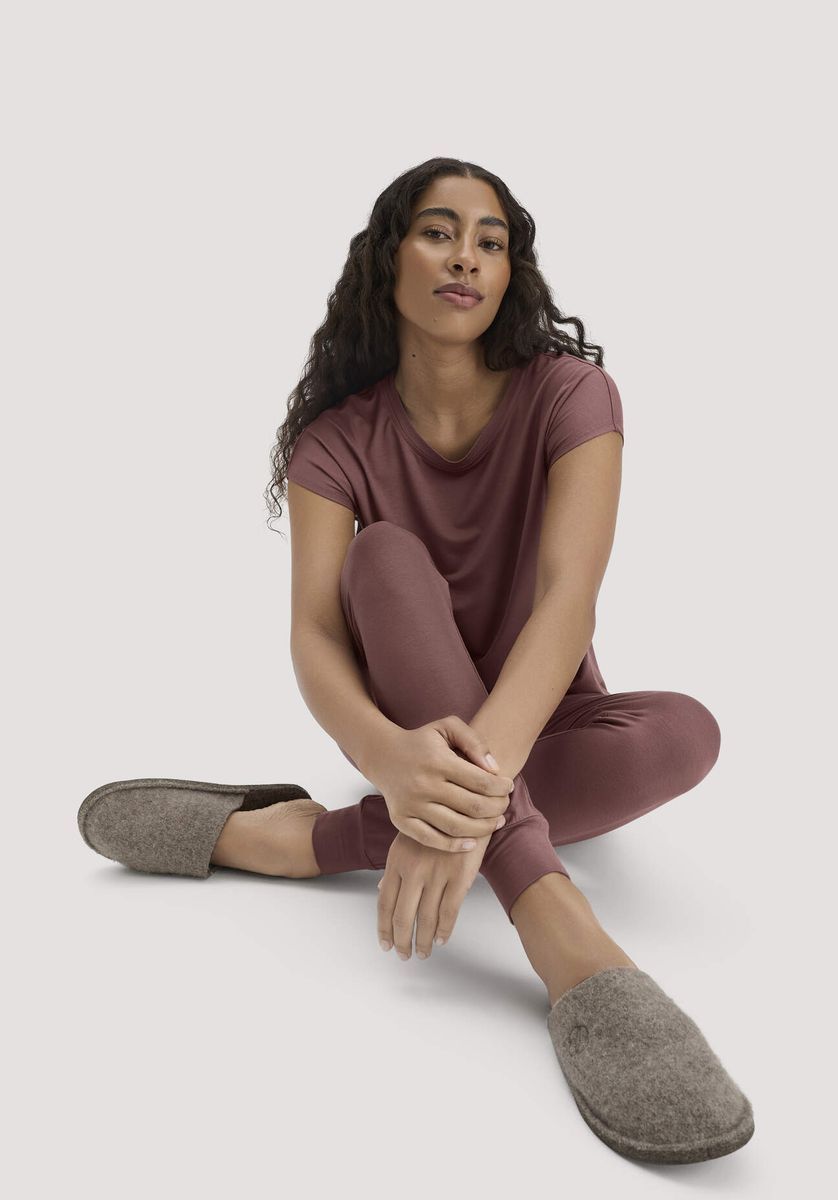 hessnatur Damen Schlafhose PURE FLOW aus TENCEL™ Modal - braun - Größe 34