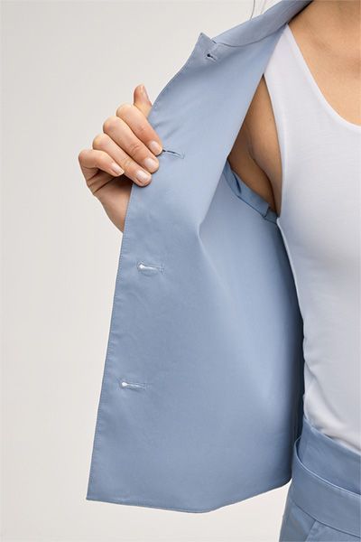 Baumwollstretch-Blazer-Jacke mit Umlegekragen in Hellblau