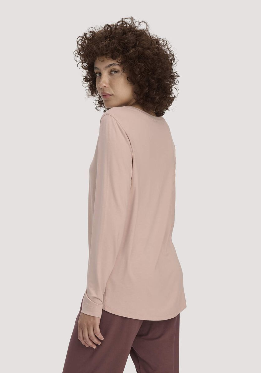 hessnatur Damen Schlaf Longsleeve PURE FLOW aus TENCEL™ Modal - rosa - Größe 34