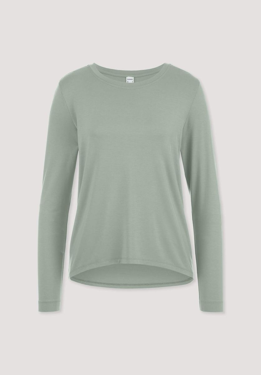 hessnatur Damen Schlaf Longsleeve PURE FLOW aus TENCEL™ Modal - grün - Größe 34