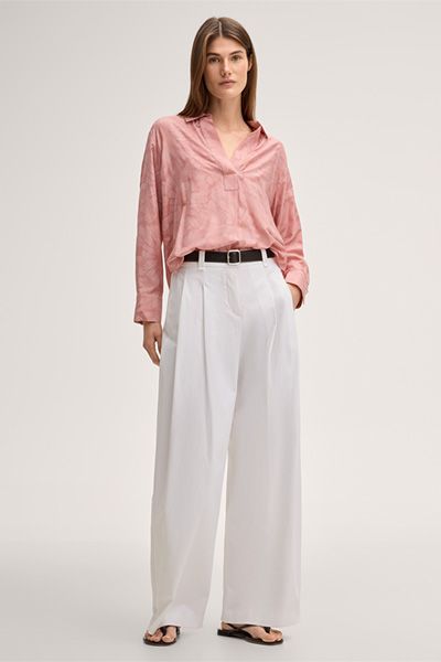 Marc Cain Viskose-Seidenmix Blumenprint Bluse mit Ballonärmeln in Rosa