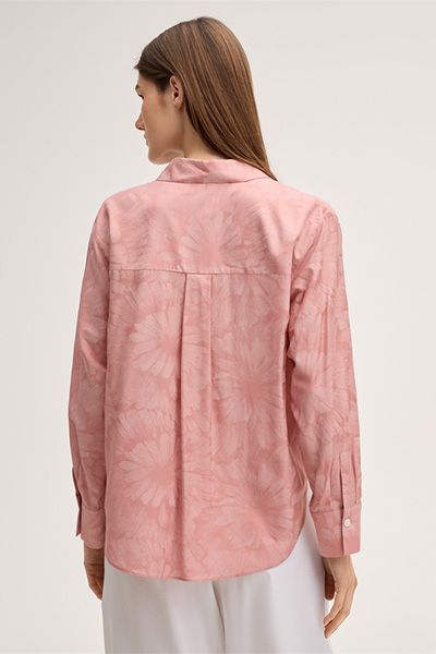 Marc Cain Viskose-Seidenmix Blumenprint Bluse mit Ballonärmeln in Rosa