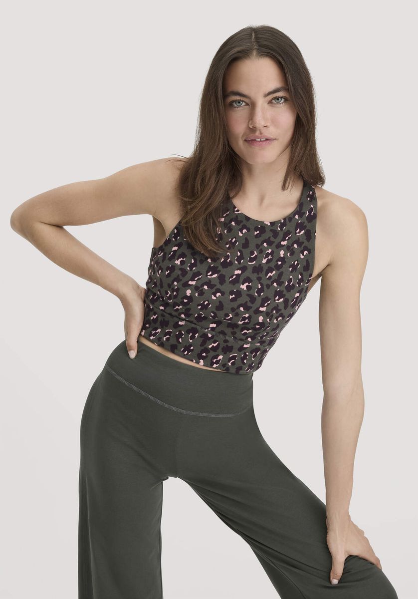 Aktives High-Neck Bustier mit Leopardenmuster