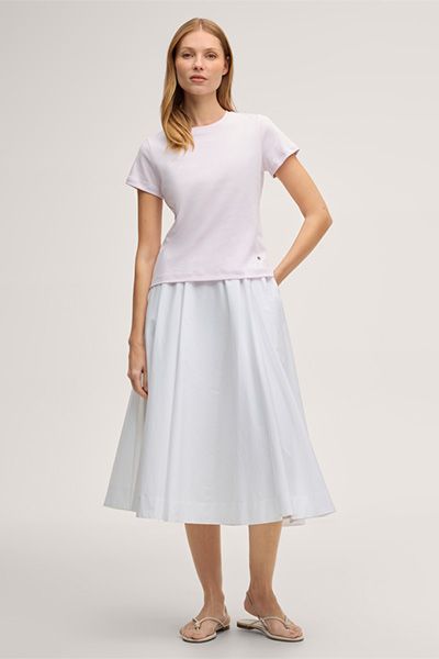 Bio-Baumwoll-Interlock T-Shirt in Rosé mit kurzen Ärmeln