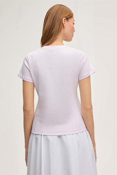 Bio-Baumwoll-Interlock T-Shirt in Rosé mit kurzen Ärmeln