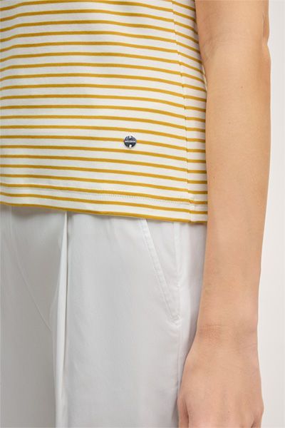 Gestreiftes T-Shirt in Gelb Ecru Baumwoll-Interlock-Jersey