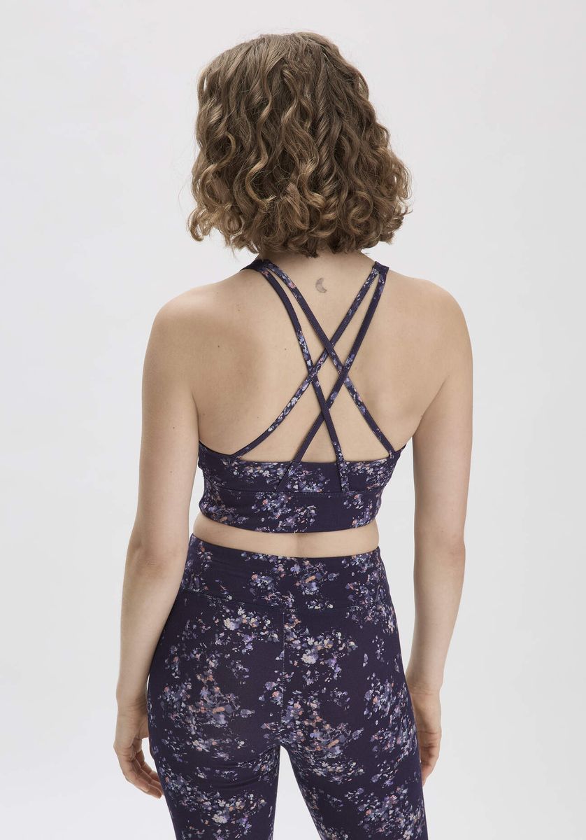 Sport-Bustier mit Blumenmuster und hohem Kragen