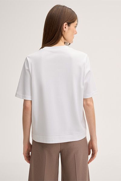 windsor. Weißes Interlock-T-Shirt aus Bio-Baumwolle mit Knotendetail