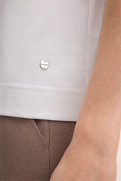 windsor. Weißes Interlock-T-Shirt aus Bio-Baumwolle mit Knotendetail